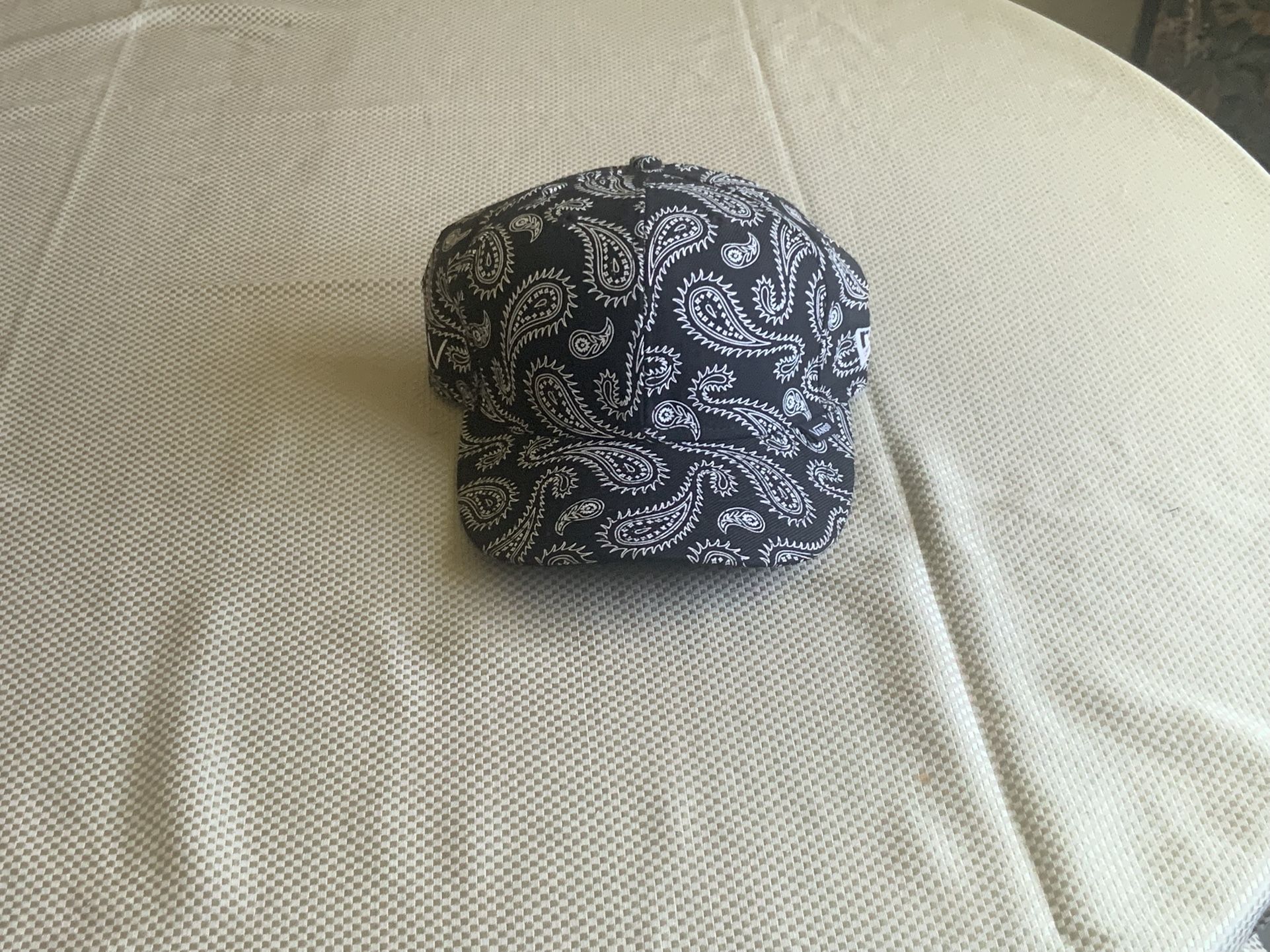 Vans Hat With Black And White Paisley Design 
