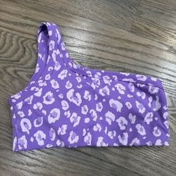 All in Motion Purple Spotted One-Shoulder Sports Bra Women’s Small ~ GREAT COND