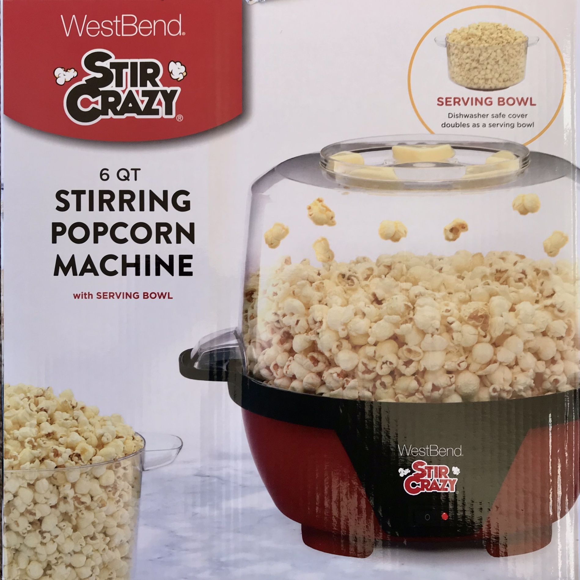 West Bend Stir Crazy Popcorn Maker Machine, 6 quart