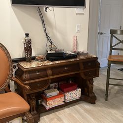 Solid Wood Lion Table