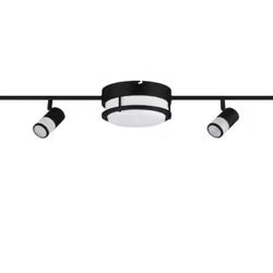 Hampton Bay Greyrock 3.44 ft. Matte Black Integrated LED Hardwired Track Lighting Kit Flush Mount Combo with 4 Fixed Track Heads