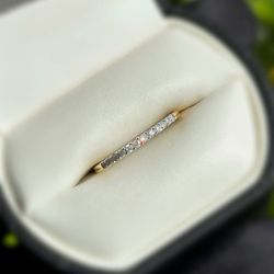 Jewelry 10k solid yellow gold natural diamonds 0.16CTW ring sz 6.75