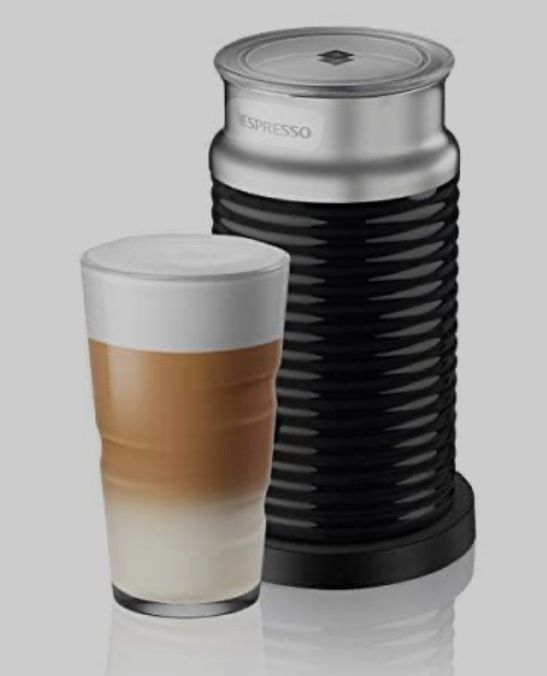 Nespresso Aeroccino 3 One-Touch Non-Stick Milk Frother with Automatic Shut-Off for Hot Milk Foam, Hot Milk, or Cold Froth (Black) Multipurpose Frother