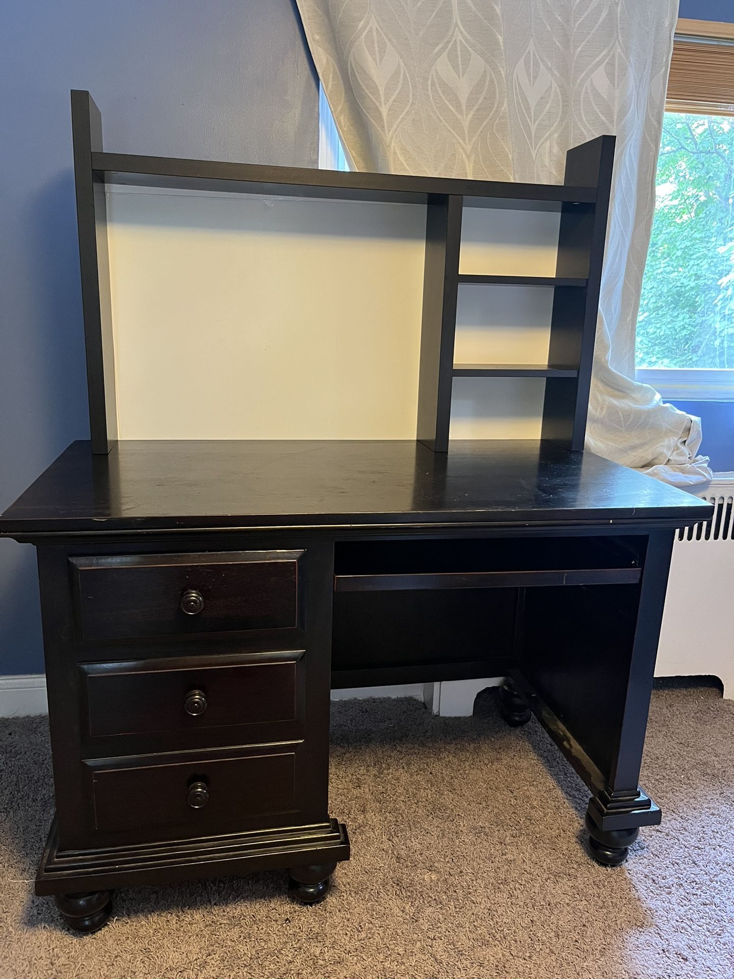 Black Legacy Traditions Solid Wood Desk, Ikea Micke add on shelves included