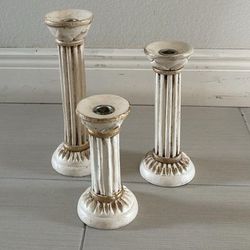 Set Of 3 Wooden Candles Holder Size 11”,9” And 5” H All For $12