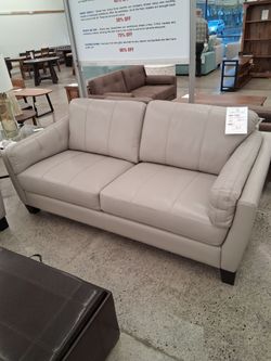 TOP GRAIN LEATHER CREAM SOFA