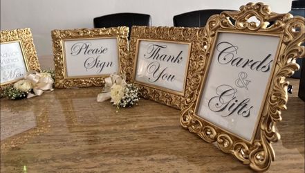 Gold Ornate Wedding Sign Frames / Wedding Décor Set