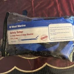 West Marine Safety Tether w/ Snap Hook & Snap Shackle New in Package