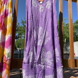 Purple tiedyed dress new, fits up to xl