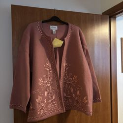 Vintage Linea  By Louis Dell’Olio  Long Sleeve Embroidered Cardigan Sweater 3XL 