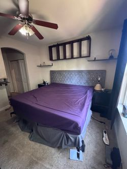 King size bed with 2 night stands and mattress $350