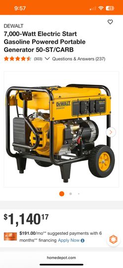DeWalt DXGNR7000 Generator 7,000-Watt Electric Start Gasoline Powered Portable Generator *NEW* 