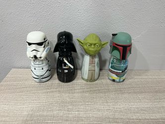 Star Wars Body Wash Figural Bottles of 4 Yoda Vader Boba Fett Stormtrooper