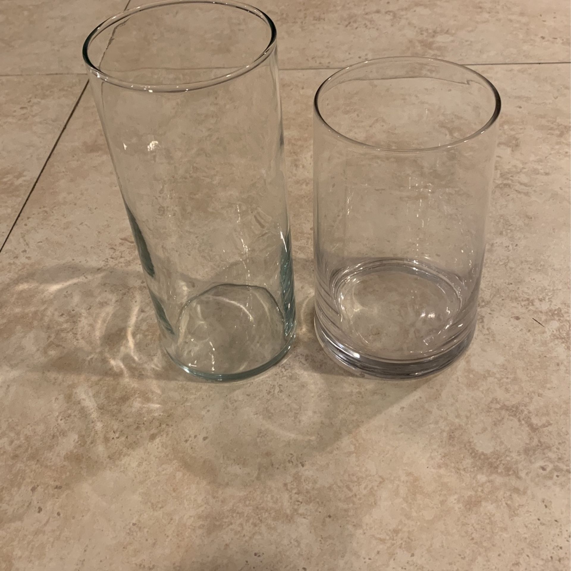 2 Glass Flower Vases