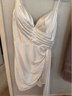 White Bridal shower dress, bridal, dinner.