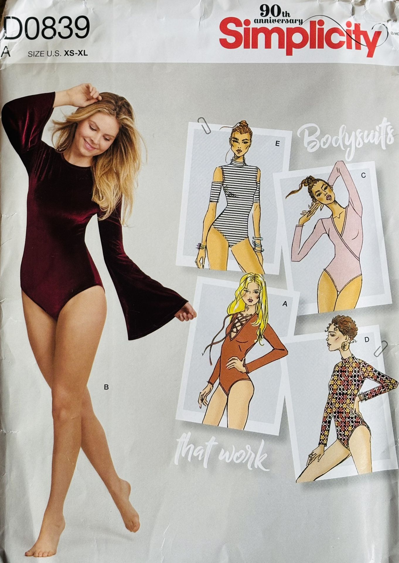 Simplicity D0839 Bodysuit Sizes XS-XL Uncut Rare Find