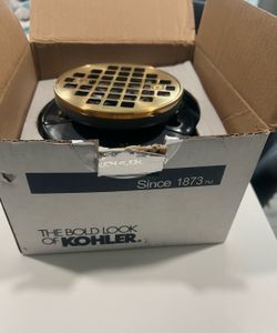 KOHLER 6.5 in. Round Tile-In Shower Drain in Vibrant Moderne Brushed Brass