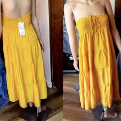 Gorgeous(Tags ON) sunflower-off-shoulder maxi by HAEOF(2 outfits in 1 in details