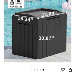 In Box New Large Outdoor Storage Deck Box, 31 Gallon, Table Weatherproof UV Resistant, Lockable, Dark Black, for Patio Furniture, Garden Tools, Pool