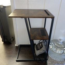 End Table with Charging Station, Shelf, & Storage