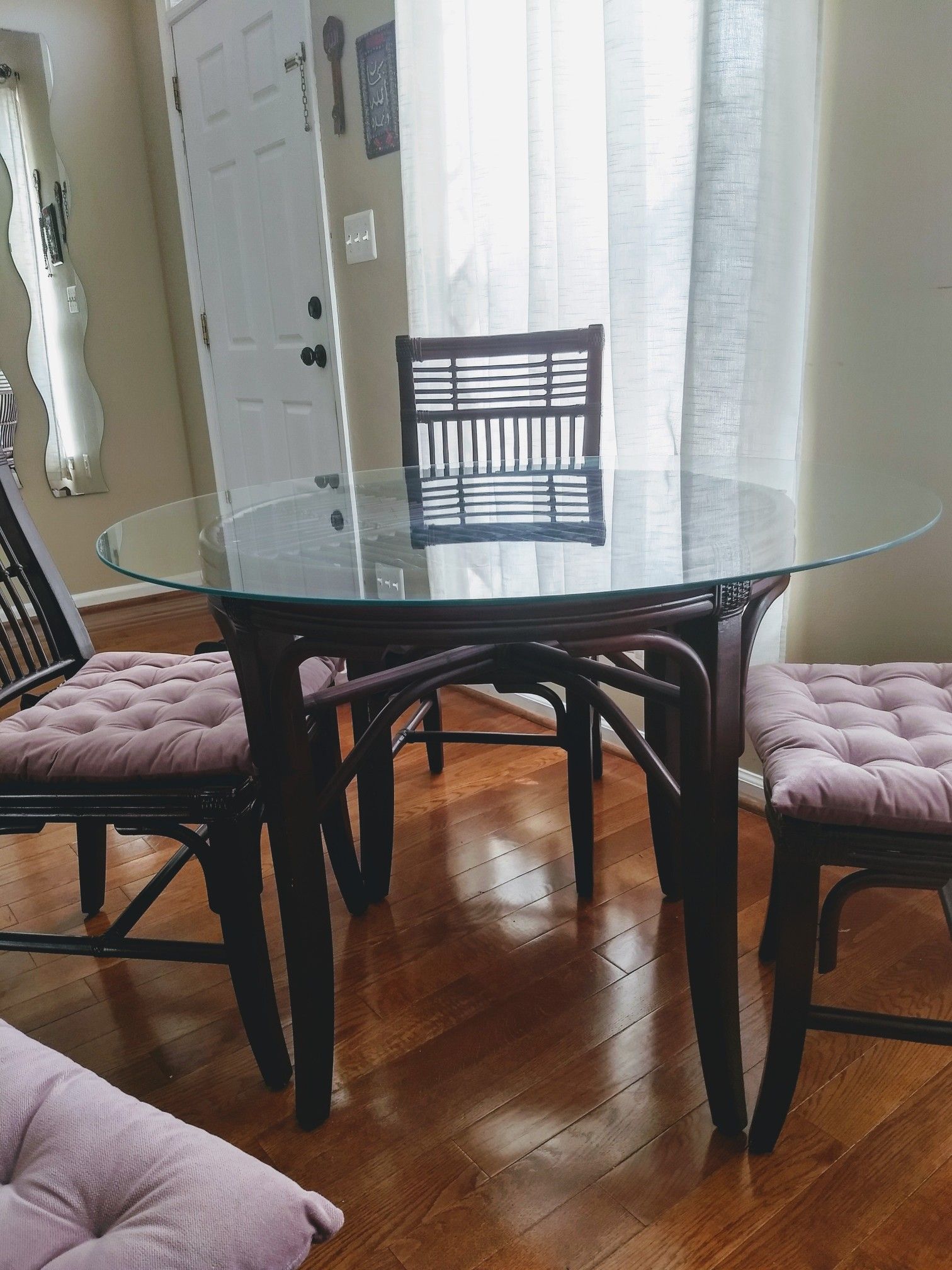 Bamboo glass top dining table