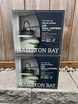Hampton Bay 10 in. Bronze Integrated LED Barn Light Hardwired Outdoor Wall Light Lantern Sconce Store SKU# 1001-804-456