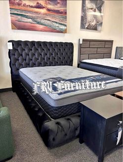 New Queen bed frame with mattress