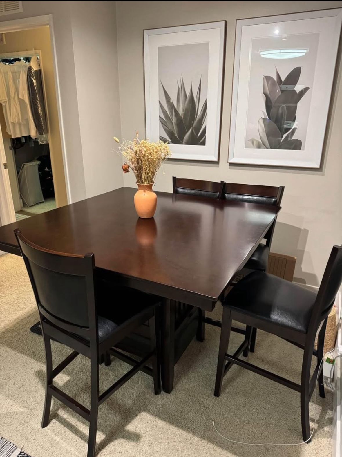 Brown High Top Kitchen Table With Chairs