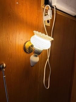Vintage Hobnail Milk Glass Wall Sconces