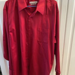 Men’s Like New Geoffrey Beene Red Dress Shirt Size XXL (Regular Fit 18 1/2, 34/35 Wrinkle Free)
