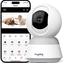 new 3K 5MP Indoor Pan/Tilt Security Camera, AI Sound Processing Ideal for Baby Monitor/Pet Camera/Home Security with 12×Zoom,Starlight Color Night Vis