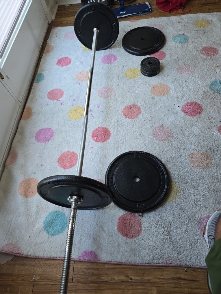 Barbell With Plates For Home Gym!