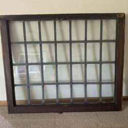 2 Vintage Leaded Glass Window – Antique Salvage – Clear Panes – Pane Grid