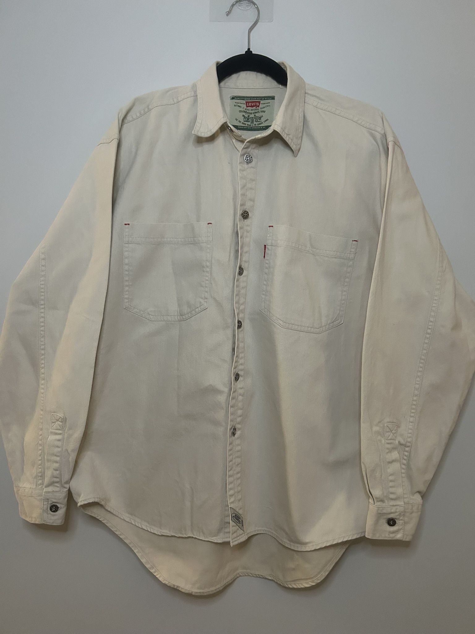 VINTAGE Levis Shirt Mens M Denim 100% Cotton Long Sleeve Button Up
