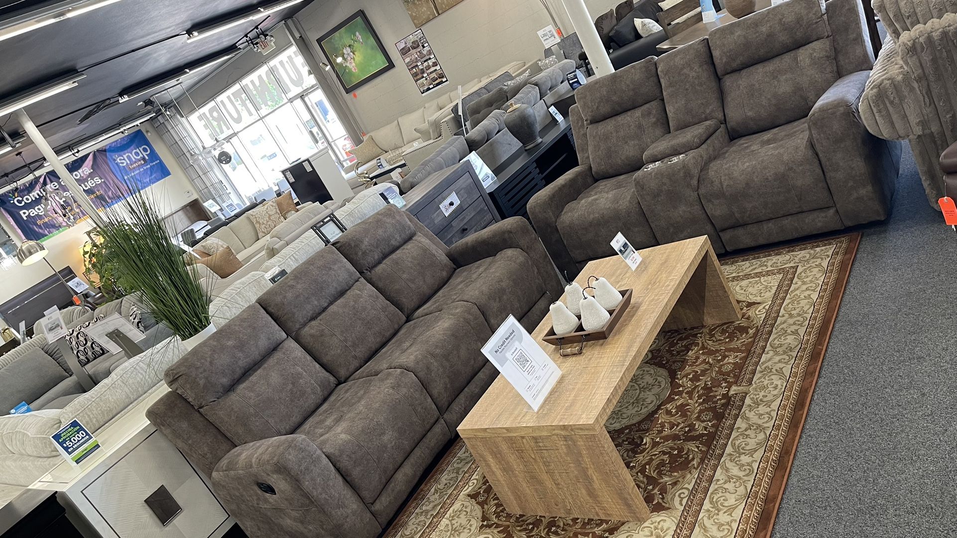 Reclining Sofa And Loveseat With Storage And Cup Holder