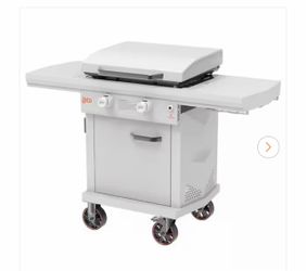 LOCO Series II 26 in. 2-Burner Digital Propane SmartTemp Flat Top Grill / Griddle in Chalk Finish with Enclosed Cart and Hood