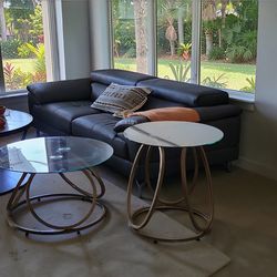 Elegant Gold Ring Glass Coffee Table Set – Modern Glam Style.