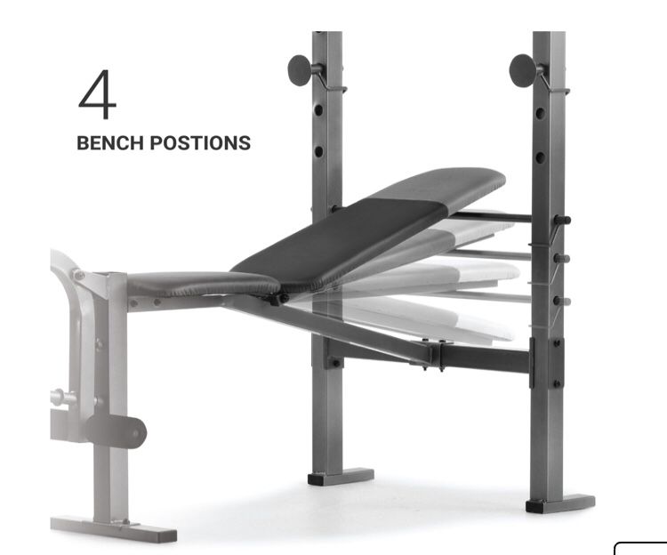 Adjustable weights bench with racks, and, quads and hamstrings developer