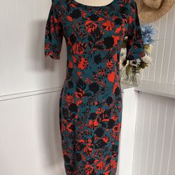 Teal & Red, Black Floral Dress.