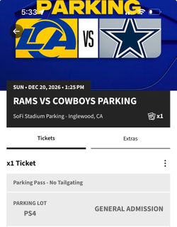 Parking Pass:  Los Angeles Rams versus Dallas Cowboys