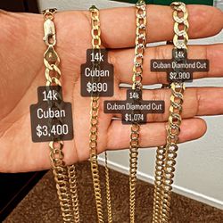 14K Gold Cuban Chains 