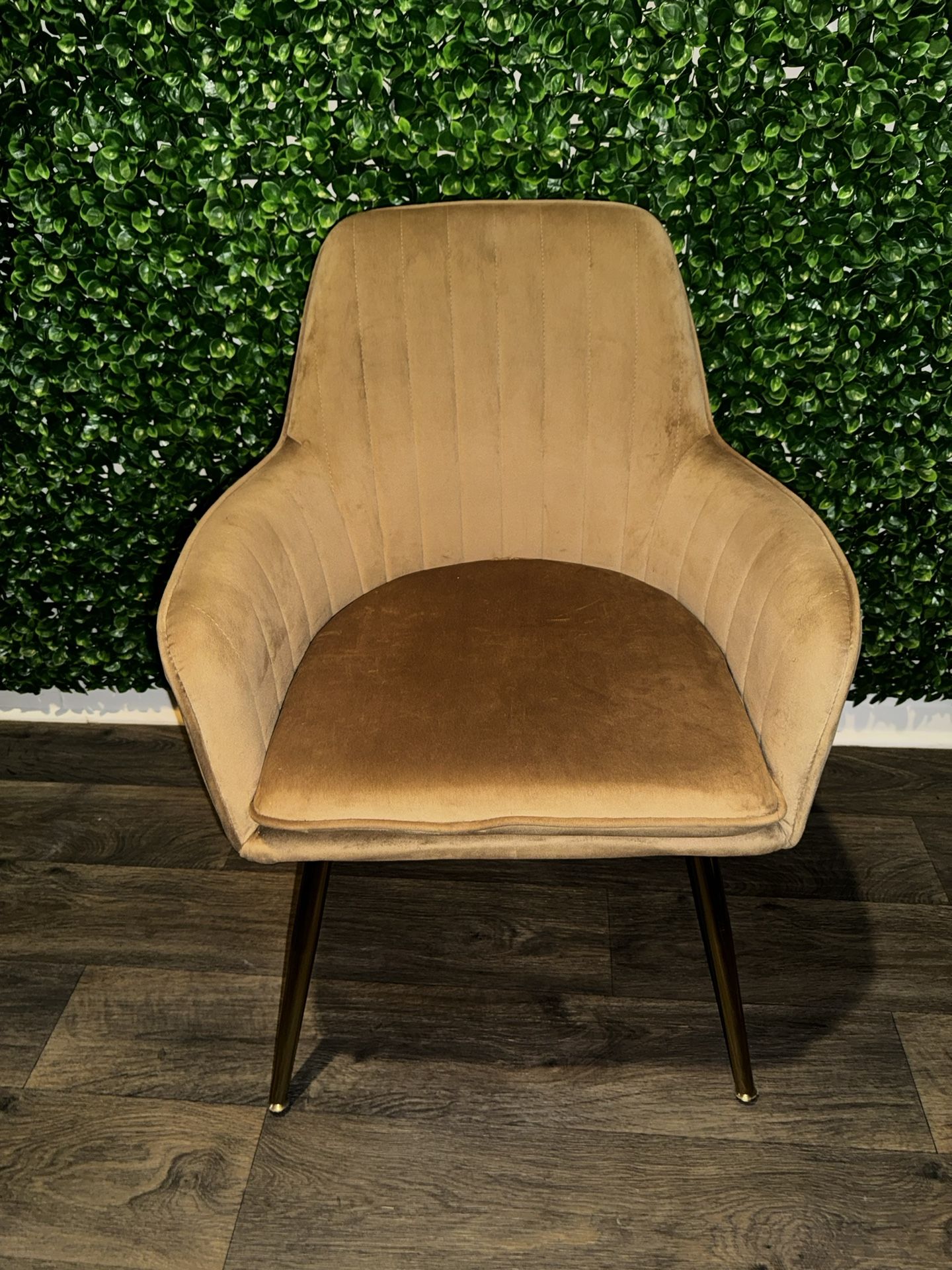 Camel Velvet Arm Chair