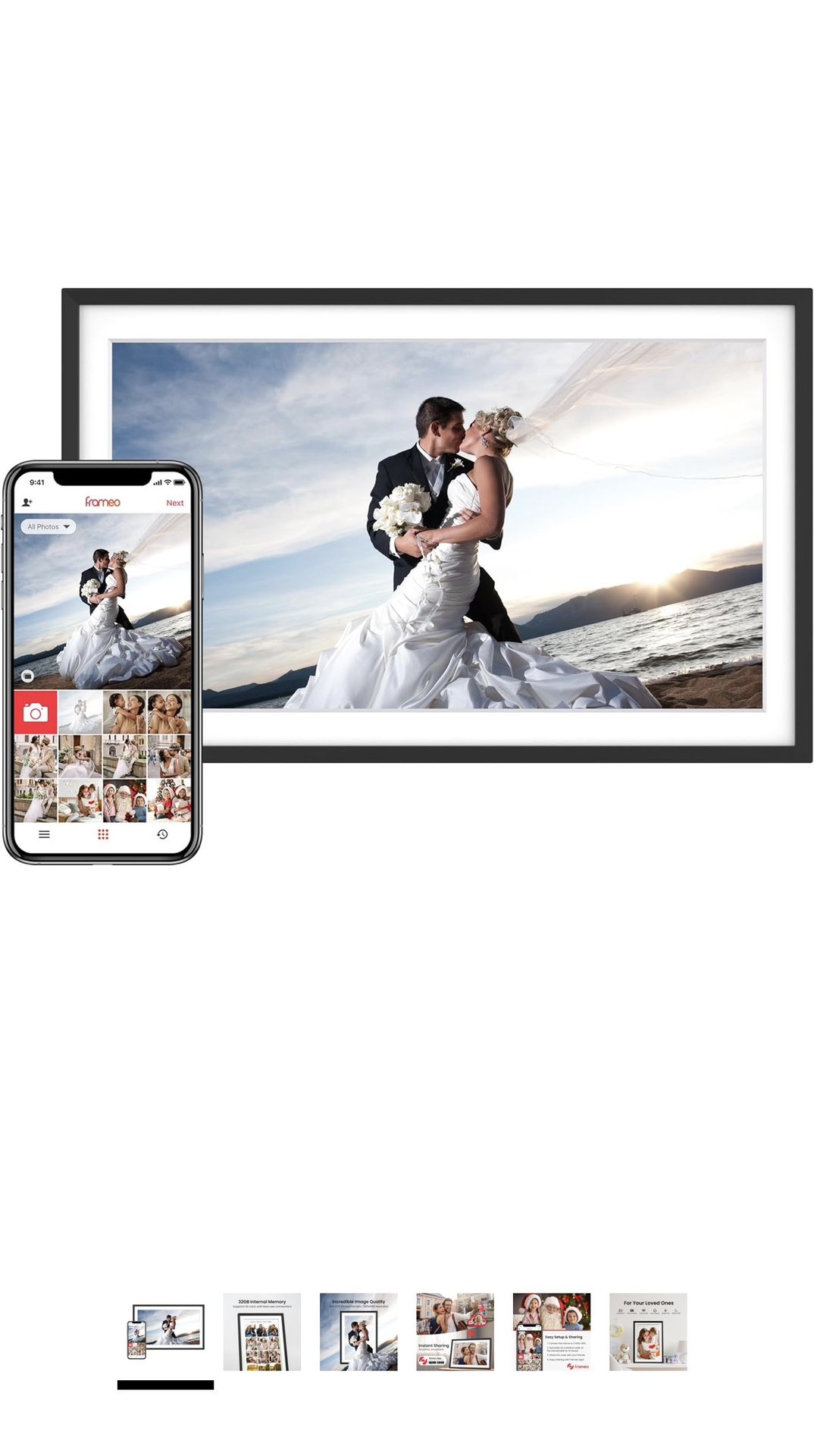 15.6'' Digital Picture Frame with 1920x1080 IPS Touch Screen, 32GB Frameo WiFi Digital Photo Frame, Share Photos/Videos and Send Best Wishes via Free 