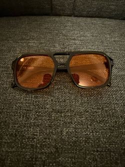 Retro Square aviation glasses black frame orange lenses
