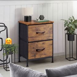 Night Stand With 2 Drawers and Wooden Top, Bedside Table End Table For Bedroom, Office