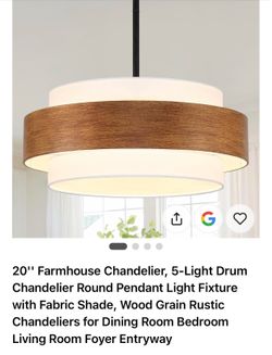 20" Farmhouse Drum Pendant Chandelier