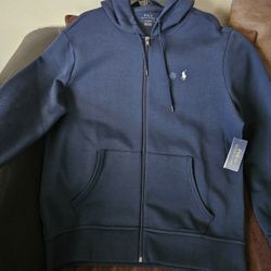 New Navy Polo Ralph Lauren Double Knit Full-Zip Hoodie. Firm On Price 