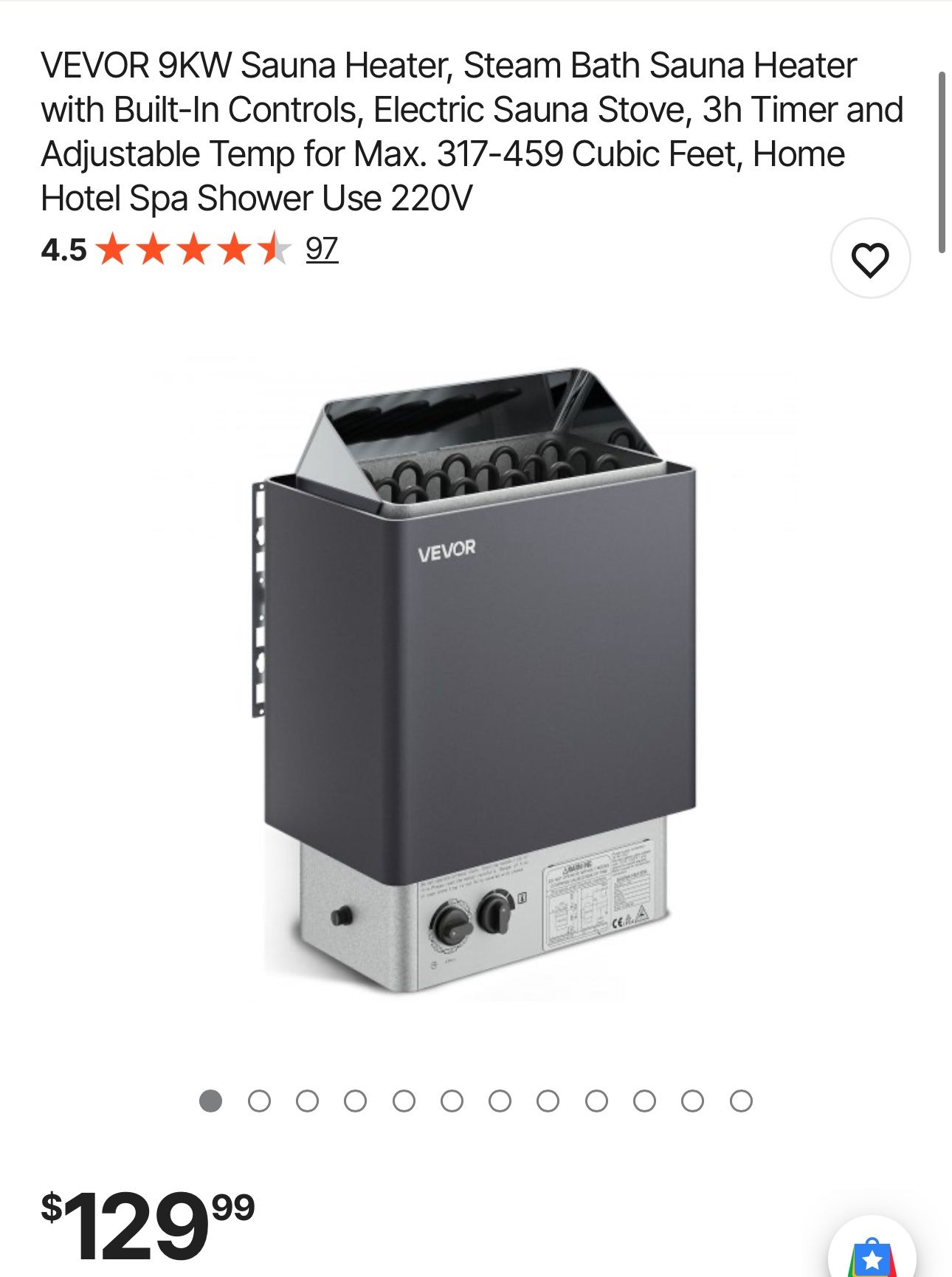 VEVOR 9KW Sauna Heater, Steam Bath