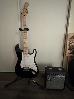 Squier Stratocaster Electric Guitar with Amp