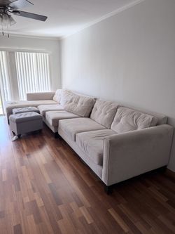 Large Sectional Sofa with Chaise and Two Ottomans